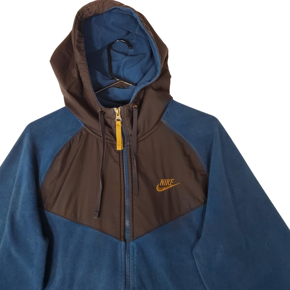 Nike Sportswear Windrunner Fleece Full Zip Hoodie Blue Brown 929114-474 Mens M